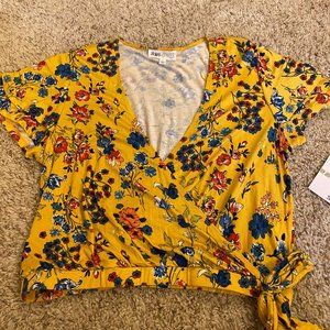Yellow floral crop top